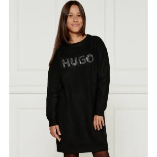 HUGO KIDS Sukienka | z dodatkiem wełny - Sukienki i spódniczki dla dziewczynek - miniaturka - grafika 1