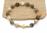 Bransoletki - Bransoletka różaniec na rękę agat bambusowy rękodzieło na prezent - miniaturka - grafika 1