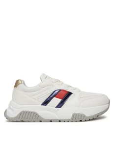 Tommy Hilfiger Sneakersy Flag Low Cut Lace-Up Sneaker T3A9-33550-1697 S Biały - Buty dla dziewczynek - miniaturka - grafika 1
