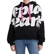 Bluzy damskie - Replay Damska bluza z kapturem, 098 BLACK, S - miniaturka - grafika 1