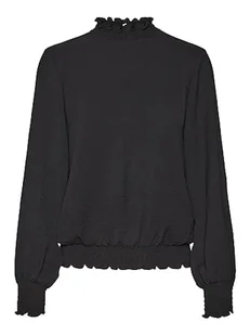 VERO MODA Vmalvas Ls Smock Top WVN Ga Noos bluzka damska, czarny, XS - Bluzki damskie - miniaturka - grafika 1