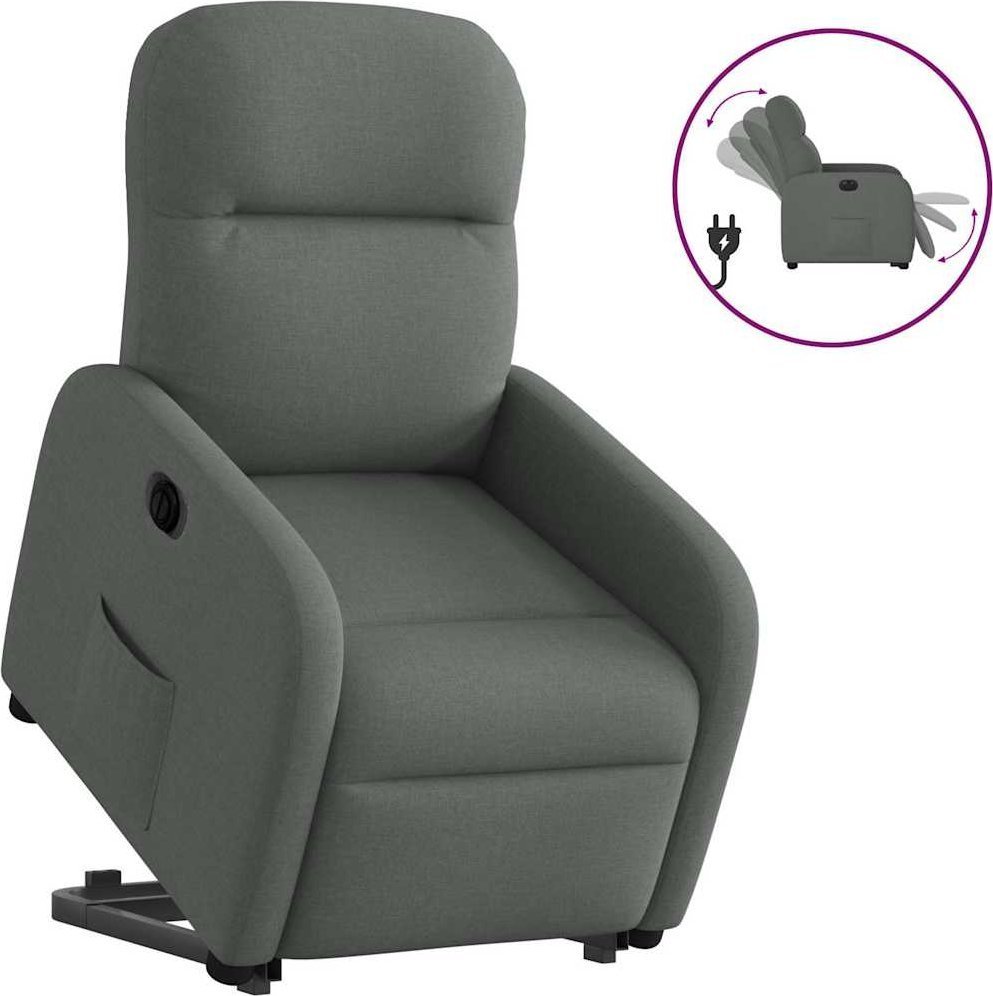 vidaXL vidaXL Podnoszony fotel masujący, elektryczny, rozkładany, ciemnoszary
