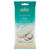 Pieczywo chrupkie - Kupiec Wafle kukurydziane biała czekolada kokos 62 g (4 sztuki) - miniaturka - grafika 1