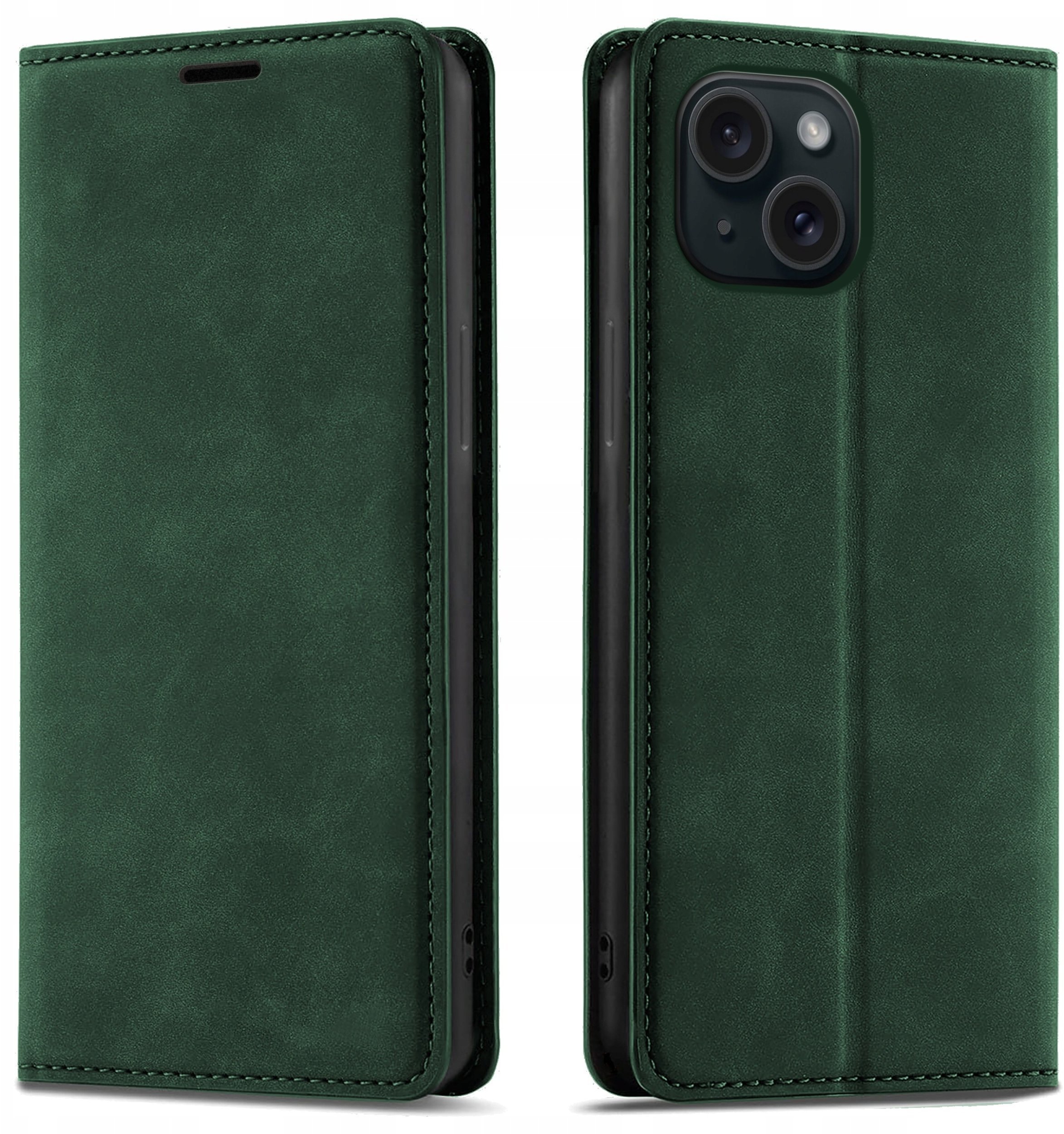 krainaGSM Etui Z Klapką Do Iphone 13 14 Zamykane Magnetyczne Skórzane + Szkło 9H