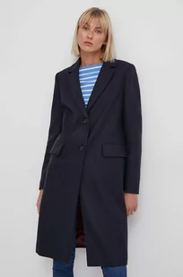 Tommy Hilfiger płaszcz wełniany kolor granatowy przejściowy - Płaszcze damskie - miniaturka - grafika 1