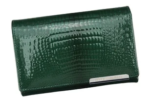 Portfel Damski Skórzany GREGORIO Duży Z Suwakiem Lakierowany RFID GF-112 ZIELONY 15 x 10 x 4 [cm] - Portfele - miniaturka - grafika 1