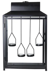 Latarnia metalowa czarna matowa z 4 wiszącymi świecznikami - Lampy ogrodowe - miniaturka - grafika 1