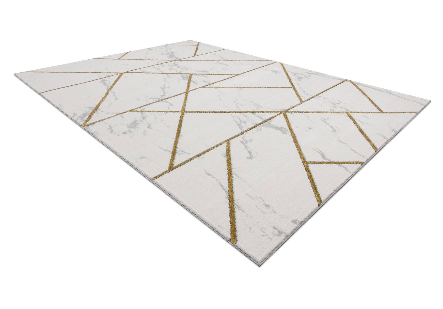 Dywan EMERALD ekskluzywny 1012 glamour, stylowy geometryczny, marmur krem / złoty beżowy 120x170 cm
