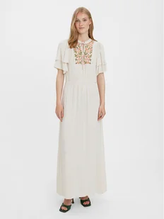 Vero Moda Sukienka letnia Gina 10277291 Écru Regular Fit - Sukienki - miniaturka - grafika 1