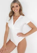 Body - Białe Body z Głębokim Dekoltem i Ozdobnym Węzłem Frauke - miniaturka - grafika 1
