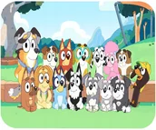 Podkładki pod mysz - PODKŁADKA POD MYSZKĘ Z NIEBIESKI PIESEK BAJKI PREZENT -TEKST -20X24 - miniaturka - grafika 1