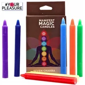 Świece - Świece 7 czakr - Czakralne Świeczki Rytualne do Medytacji Zestaw 7 sztuk - miniaturka - grafika 1