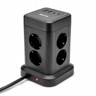 Przedłużacz listwa antyprzepięciowa Huslog 1,7 m 8 szt. gniazd czarny - Przedłużacze i rozgałęźniki Przedłużacz listwa antyprzepięciowa Huslog 1,7 m 8 szt. gniazd czarny - Przedłużacze i rozgałęźniki - miniaturka - grafika 1