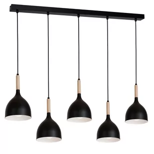 Luminex Noak 1877 lampa wisząca zwis 5x60W E27 czarna/naturalna - Lampy sufitowe - miniaturka - grafika 1