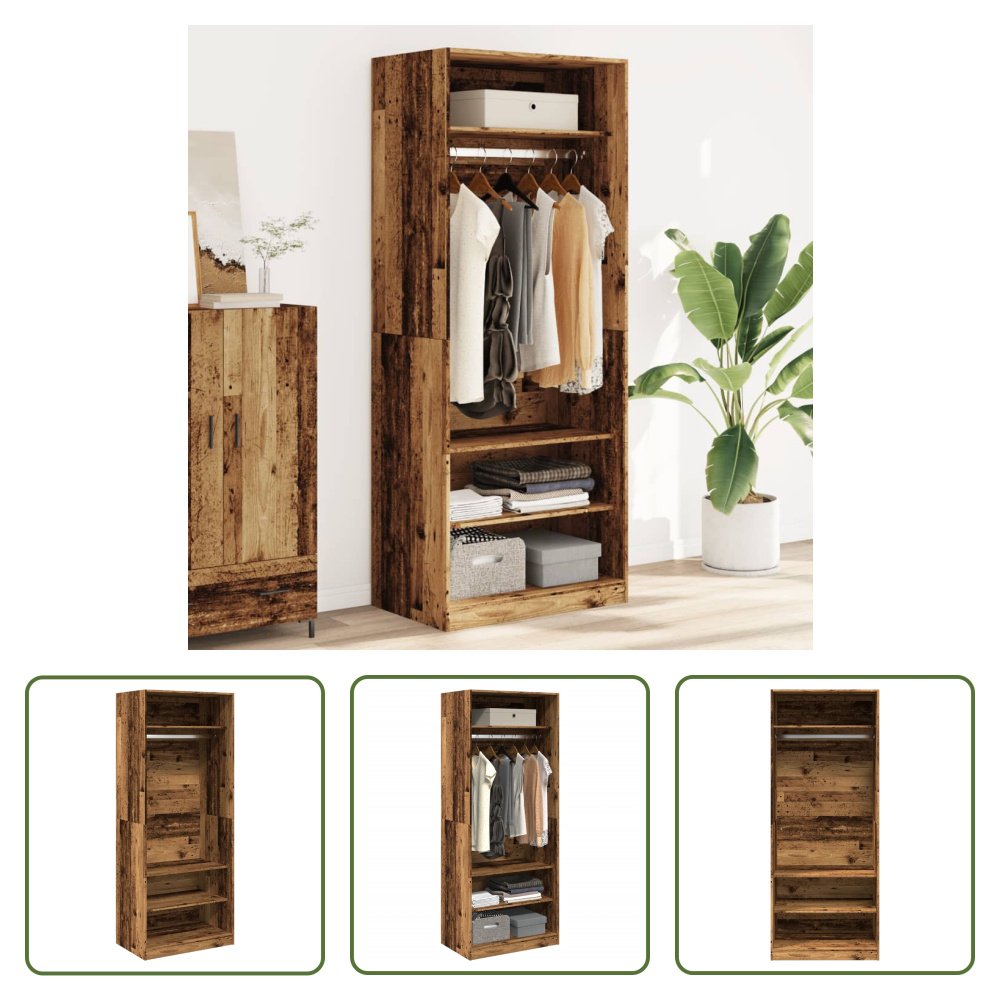 The Living Store Szafa o wyglądzie starego drewna 80x50x200 cm materiał drewnopochodny