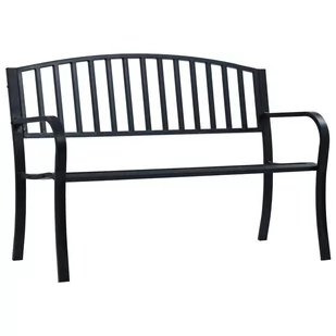 vidaXL Ławka ogrodowa, 125 cm, czarna, stalowa - Ławki ogrodowe - miniaturka - grafika 1