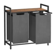 Kosze wiklinowe - Stojący kosz na pranie 2 komory LOFT 73 cm szary - miniaturka - grafika 1