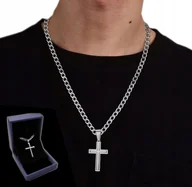 Łańcuszki - Męski Krzyżyk Srebrny Z Łańcuszkiem + Gratis Włoski Łańcuch Pełny Krzyż - miniaturka - grafika 1