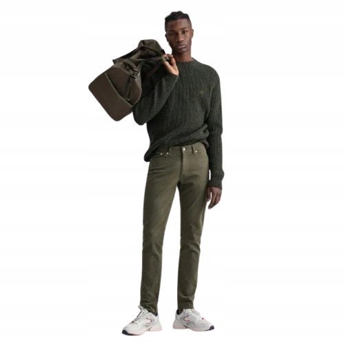 GANT SPODNIE CHINOS PROSTE KHAKI BAWEŁNA ELASTAN 33/34 6BA