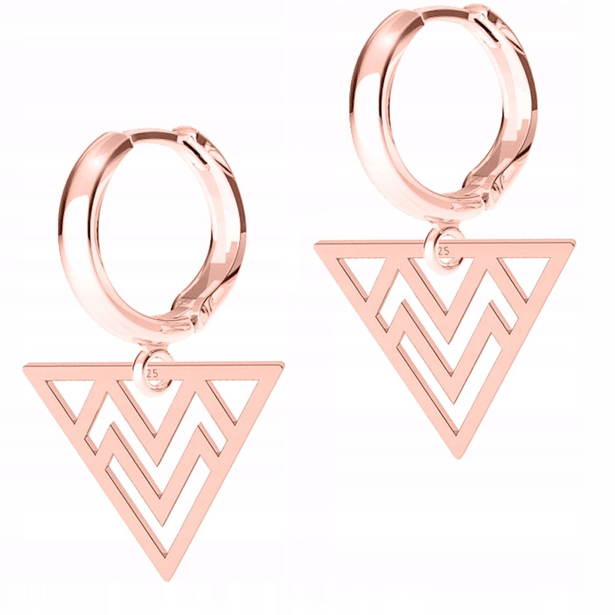 Kolczyki Pozłacane Ażurowe Trójkąty Blaszka z Trójkątem Trójkąt SREBRO 925