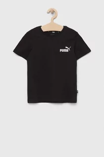 Koszulki dla dziewczynek - Puma t-shirt bawełniany dziecięcy ESS Small Logo Tee B kolor czarny z nadrukiem - grafika 1