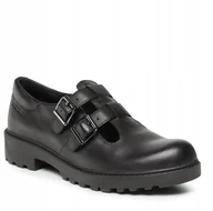 Półbuty damskie - GEOX PÓŁBUTY DAMSKIE CZARNE SKÓRZANE LOGO 33 Ż5P - miniaturka - grafika 1