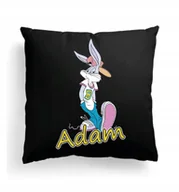 Poduszki dekoracyjne - CZARNA Poduszka Z IMIENIEM Na Wielkanoc KRÓLIK BUGS BAKS KRÓLICZEK ZAJĄCZEK - miniaturka - grafika 1