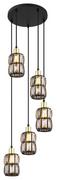 Lampy sufitowe - Globo Wolli 15761-5B lampa wisząca zwis 3x40W E14 czarna/dymiona - miniaturka - grafika 1