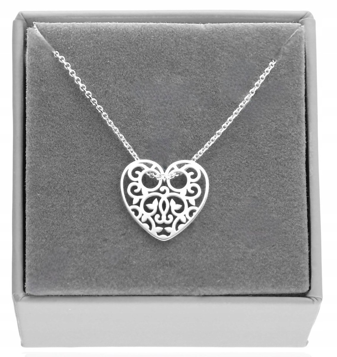 Srebrny naszyjnik z serduszkiem SERCE AŻUR CELEBRYTKA srebro 925 60 cm