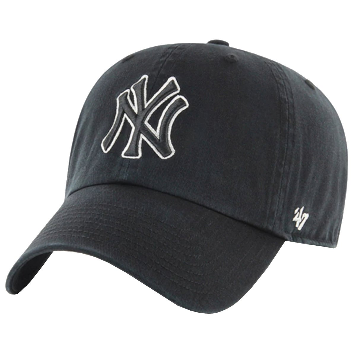 47 Brand New York Yankees MLB Clean Up Cap B-NLRGW17GWS-BKA, Kobieta/Mężczyzna, Czapka z daszkiem, Czarny