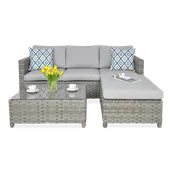 Meble ogrodowe - Zestaw Mebli Ogrodowych Rattanowych Narożnik - miniaturka - grafika 1