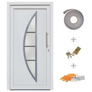 Drzwi zewnętrzne - shumee Drzwi wejściowe zewnętrzne białe 108 x 200 cm - miniaturka - grafika 1
