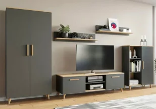Komplet mebli do salonu z szafą antracyt + dąb artisan L2-G16 - Inne meble do salonu - miniaturka - grafika 1