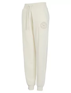 Spodnie damskie - Emporio Armani Damskie spodnie damskie z mankietami z puszystego polaru, Pale Cream, XL - grafika 1