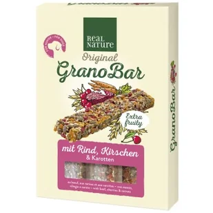 REAL NATURE Grano Bar Baton 4 szt., 100 g Z wołowiną, wiśniami i marchewką - Przysmaki dla psów - miniaturka - grafika 1