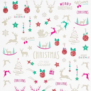 Allepaznokcie Naklejki do paznokci cienkie samoprzylepne świąteczne świecące w UV Colorf CY-022 - Ozdoby do paznokci - miniaturka - grafika 3