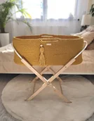 Łóżeczka i kojce - Kosz Mojżesza Boho Handmade Ze Stojakiem - Musztardowy - miniaturka - grafika 1
