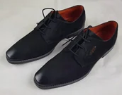 Półbuty męskie - Męskie buty Bugatti 311-ADJ02-3500-1000 czarne matowe -skóra prawdziwa- 46 - miniaturka - grafika 1