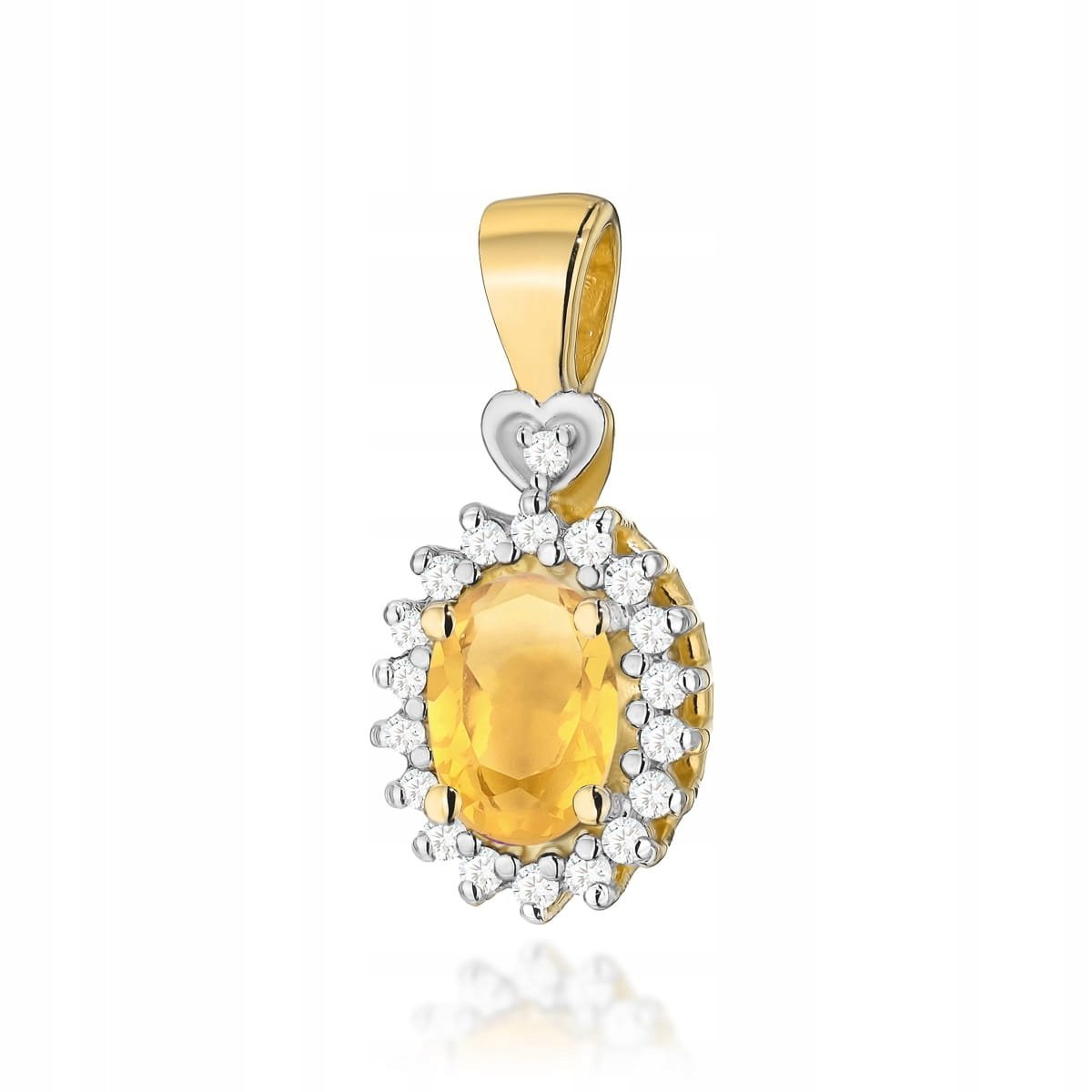 Zawieszka ze złota 585 Cytryn 0,60ct żółte złoto markiza z sercem 14kt