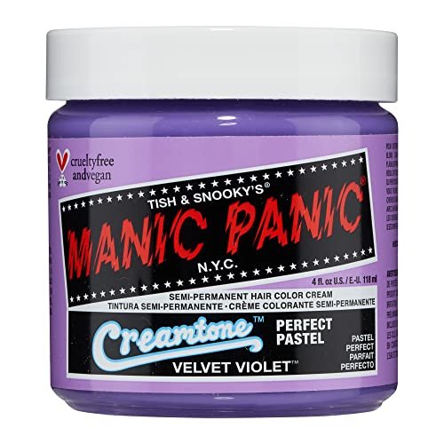 Manic Panic Velvet Violet Pastel Classic Creme, Vegan, Cruelty Free, Purple Semi Permanent Hair Dye 118ml