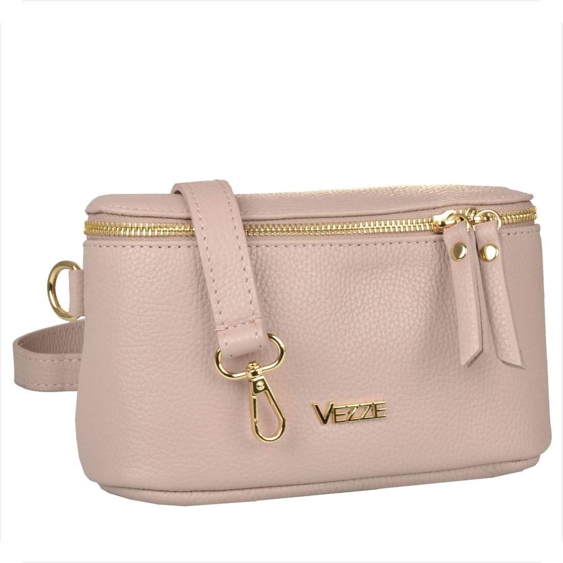 Mała listonoszka damska ze skóry naturalnej róż pudrowy VEZZE