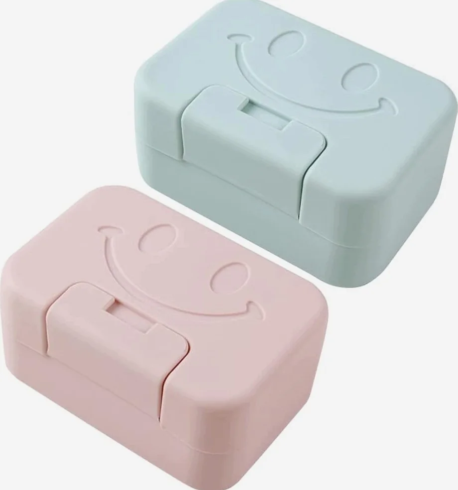PUDEŁKO NA MYDŁO 2 SZTUKI PLASTIKOWE PODRÓŻNE ETUI ZAMYKANE ZABEZPIECZONE