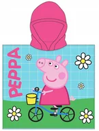 Okrycia kąpielowe dla dzieci - ŚWINKA PEPPA na rowerze ponczo poncho ręcznik szybkoschnący 55x110 - miniaturka - grafika 1