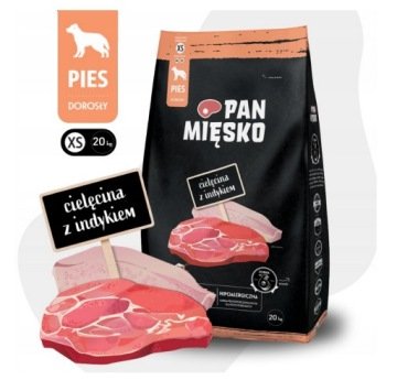 PAN MIĘSKO Cielęcina z indykiem XS - sucha karma dla psa - 20kg
