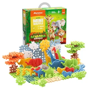 Marioinex Klocki Mini Waffle Zwierzęta Sawanny 100 Elementów Konstrukcyjne 3+ - Klocki - miniaturka - grafika 1