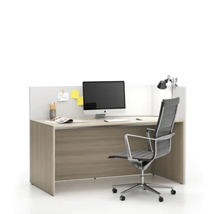 B2B Partner Zestaw mebli biurowych single z parawanem SEGMENT, prawy, dąb naturalny / biały 611674 - Zestawy mebli biurowych - miniaturka - grafika 1