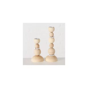 Zestaw 2 drewnianych świeczników Boltze Beads - Świeczniki - miniaturka - grafika 1