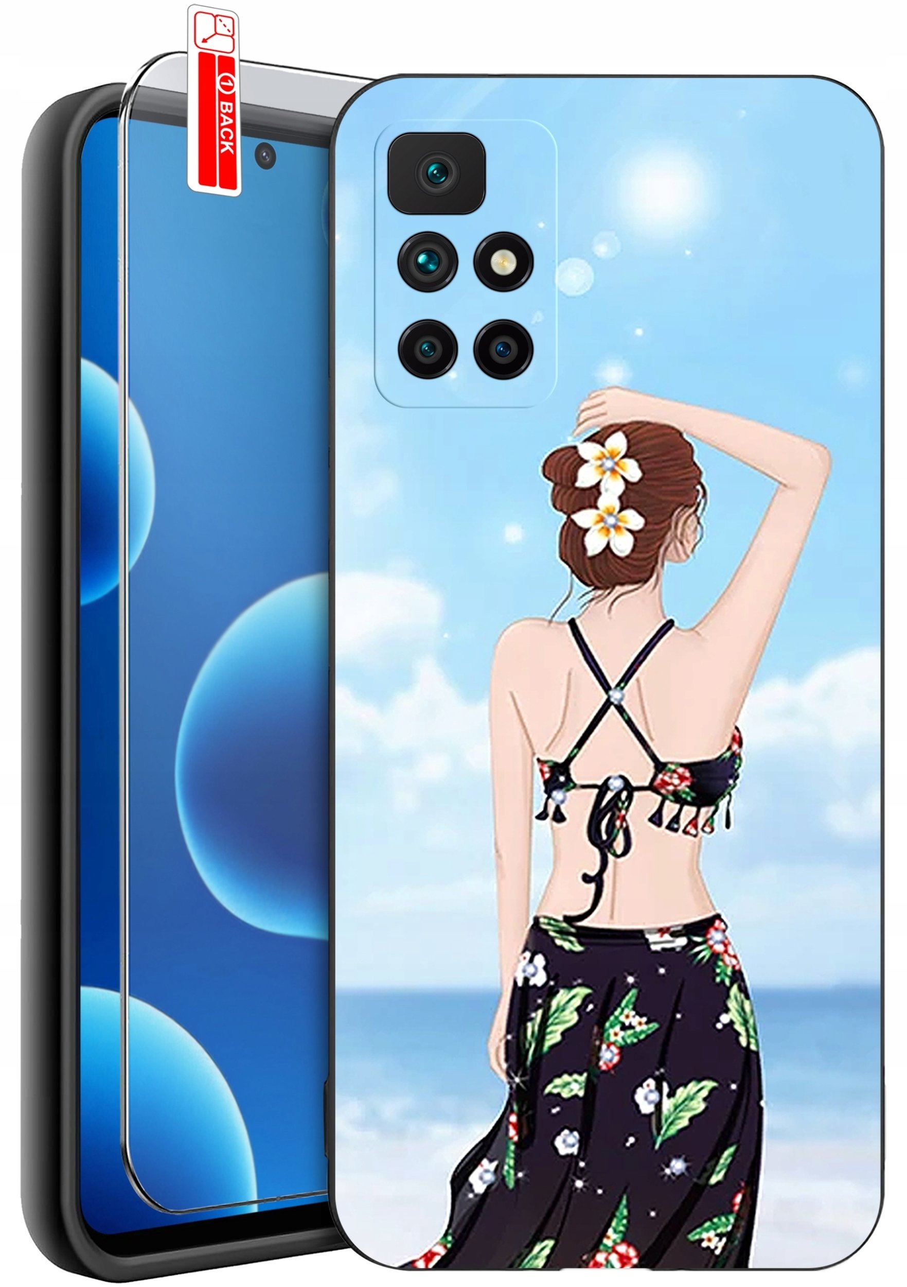 krainaGSM Etui Do Xiaomi Redmi 10 Wzory Silikonowe Matt Case + Szkło 9H