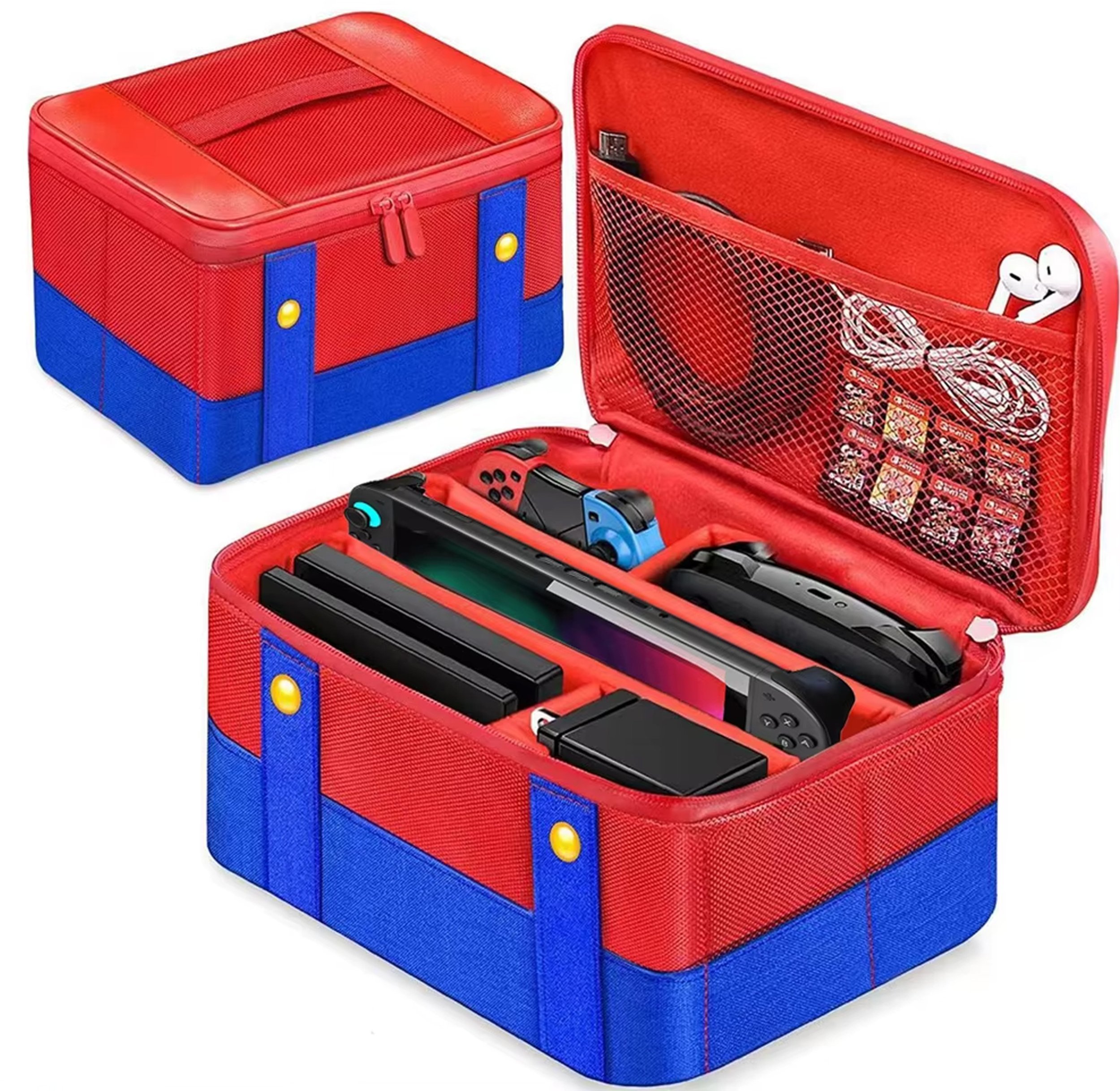 Strado Etui Torba podróżna do Nintendo Switch 2 2025 z przegrodami wodoodporna, mario - ochronne z podstawką