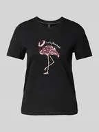 Koszulki i topy damskie - T-shirt o kroju regular fit z cekinowym obszyciem model ‘KITA’ - miniaturka - grafika 1